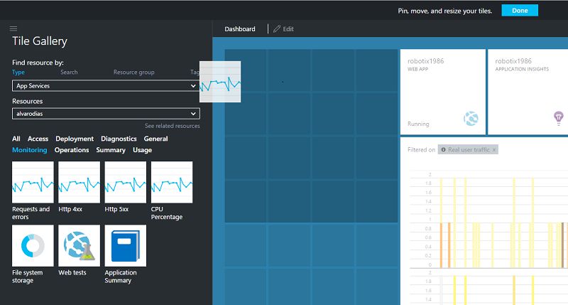 Dragging tile from gallery to Portal dashboard