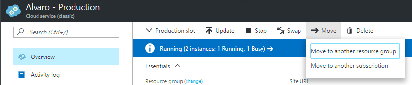 Move azure cloud service