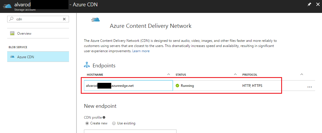 Existing CDN endpoints
